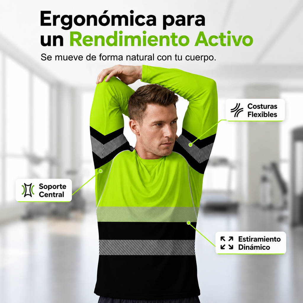 Camiseta de manga larga deportiva para hombre.